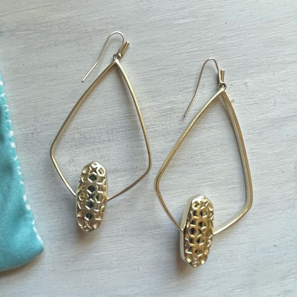 Kendra Scott Arianna Gold Drop Earrings in Abalone Shell - Picture 4 of 4